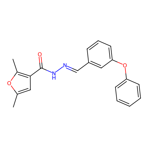 2,5-dimethyl-N'-[(E)-(3-phenoxyphenyl)methylidene]furan-3-carbohydrazide structure