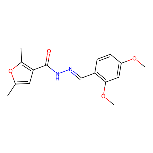N'-[(E)-(2,4-dimethoxyphenyl)methylidene]-2,5-dimethylfuran-3-carbohydrazide structure