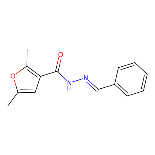 N-[(E)-benzylideneamino]-2,5-dimethylfuran-3-carboxamide structure