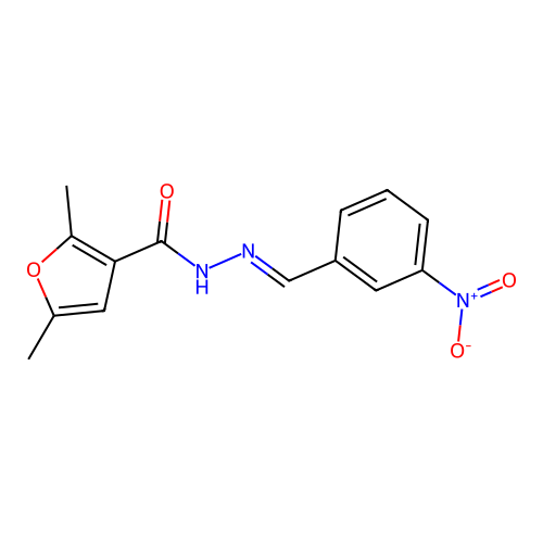 2,5-Dimethyl-furan-3-carboxylic acid (3-nitro-benzylidene)-hydrazide structure