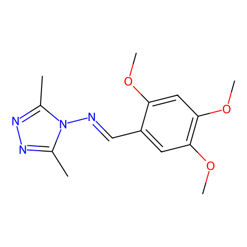 (E)-N-(3,5-dimethyl-1,2,4-triazol-4-yl)-1-(2,4,5-trimethoxyphenyl)methanimine structure