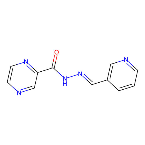 (E)-N'-(pyridin-3-ylmethylene)pyrazine-2-carbohydrazide structure