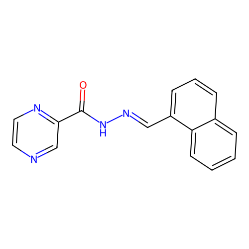 (E)-N'-(naphthalen-1-ylmethylene)pyrazine-2-carbohydrazide structure