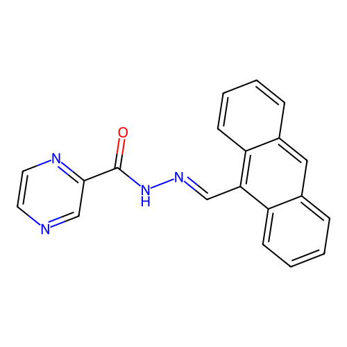 N-(anthracen-9-ylmethylideneamino)pyrazine-2-carboxamide structure