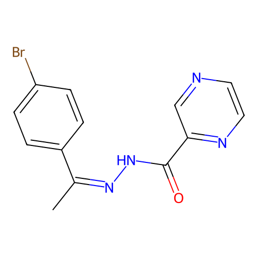 N'-[(1E)-1-(4-bromophenyl)ethylidene]pyrazine-2-carbohydrazide structure