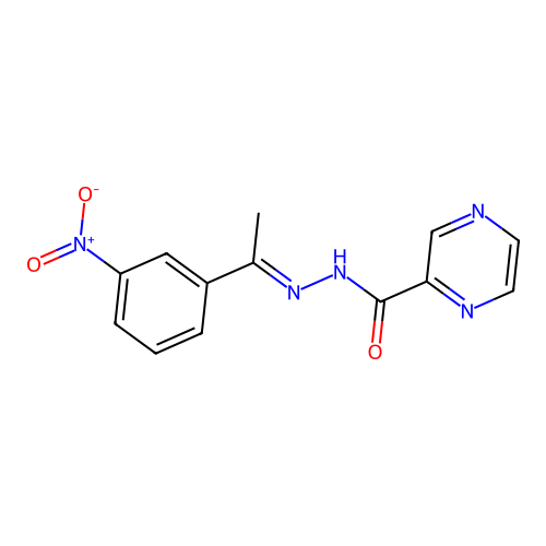 N'-[(1E)-1-(3-nitrophenyl)ethylidene]pyrazine-2-carbohydrazide structure