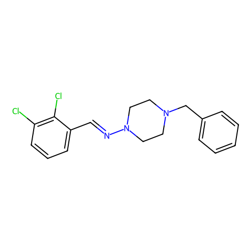 4-benzyl-N-[(E)-(2,3-dichlorophenyl)methylidene]-1-piperazinamine structure