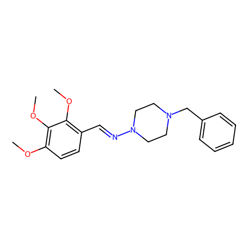 4-benzyl-N-[(E)-(2,3,4-trimethoxyphenyl)methylidene]piperazin-1-amine structure