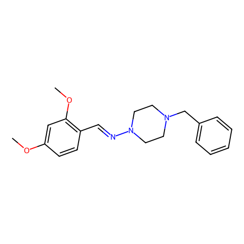 4-benzyl-N-[(E)-(2,4-dimethoxyphenyl)methylidene]-1-piperazinamine structure