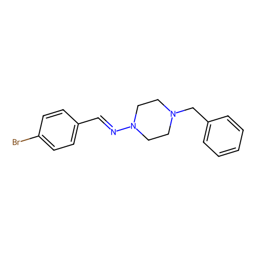 4-benzyl-N-[(E)-(4-bromophenyl)methylidene]-1-piperazinamine structure