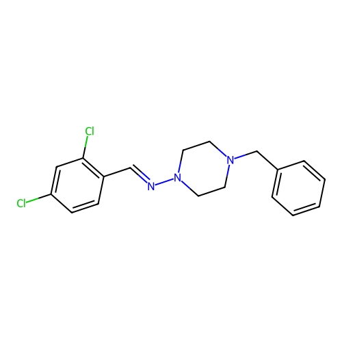 4-benzyl-N-[(E)-(2,4-dichlorophenyl)methylidene]-1-piperazinamine structure