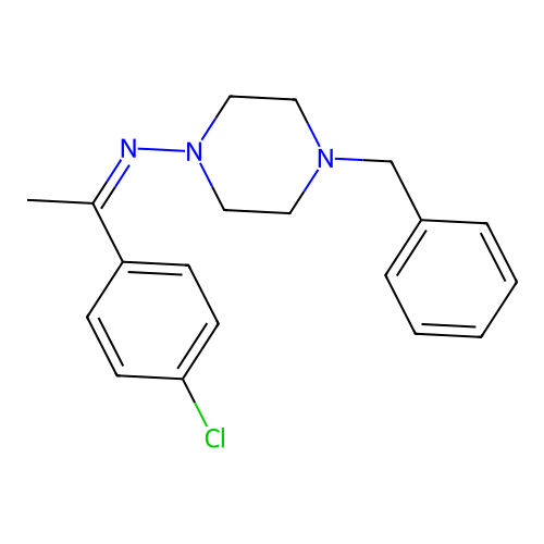 4-benzyl-N-[(1Z)-1-(4-chlorophenyl)ethylidene]piperazin-1-amine structure