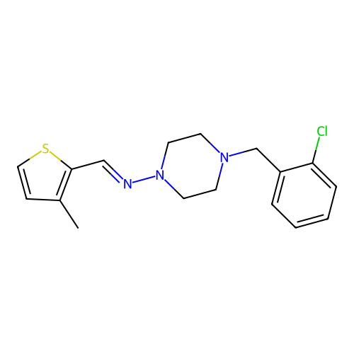 4-(2-chlorobenzyl)-N-[(E)-(3-methyl-2-thienyl)methylidene]-1-piperazinamine structure