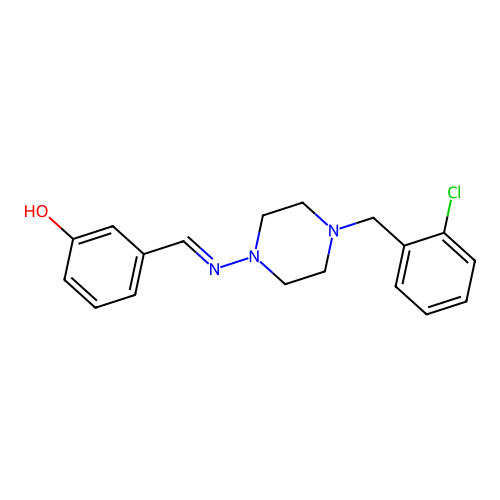 3-(((4-(2-Chlorobenzyl)-1-piperazinyl)imino)methyl)phenol structure