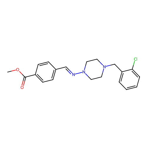 methyl 4-[(E)-{[4-(2-chlorobenzyl)piperazin-1-yl]imino}methyl]benzoate structure