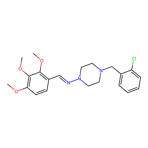 4-(2-chlorobenzyl)-N-(2,3,4-trimethoxybenzylidene)-1-piperazinamine structure