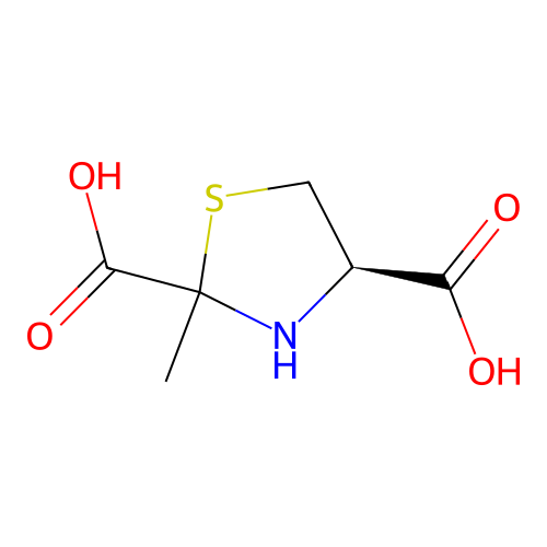 (4R)-2-methyl-1,3-thiazolidine-2,4-dicarboxylic acid structure