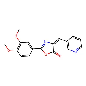 (E)-2-(3,4-dimethoxyphenyl)-4-(pyridin-3-ylmethylene)oxazol-5(4H)-one structure