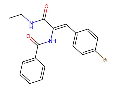 N-[(E)-1-(4-bromophenyl)-3-(ethylamino)-3-oxoprop-1-en-2-yl]benzamide structure