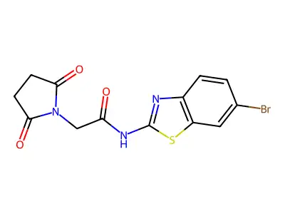 N-(6-bromo-1,3-benzothiazol-2-yl)-2-(2,5-dioxopyrrolidin-1-yl)acetamide structure