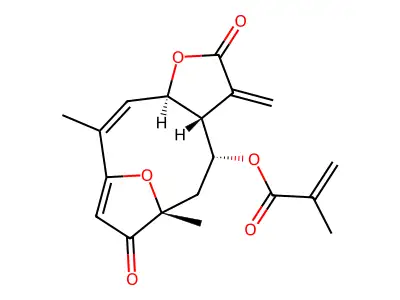 (3aR,4R,6R,10Z,11aR)-3a,5,6,11a-Tetrahydro-6,10-dimethyl-3-methylene-4-(2-methylpropenoyloxy)-6,9-epoxycyclodeca[b]furan-2,7(3H,4H)-dione structure