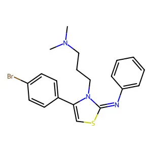 N-{4-(4-bromophenyl)-3-[3-(dimethylamino) propyl]thiazol-2(3H)-ylidene}aniline structure