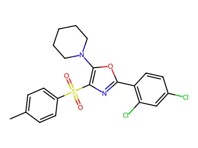 2-(2,4-Dichlorophenyl)-5-(1-piperidinyl)-1,3-oxazol-4-yl 4-methylphenyl sulfone structure