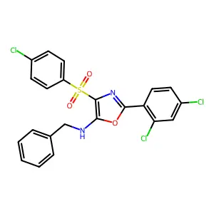 N-benzyl-4-(4-chlorophenyl)sulfonyl-2-(2,4-dichlorophenyl)-1,3-oxazol-5-amine structure