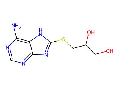 3-[(6-amino-7H-purin-8-yl)sulfanyl]propane-1,2-diol structure