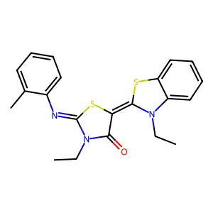 3-ethyl-5-(3-ethyl-1,3-benzothiazol-2(3H)-ylidene)-2-[(2-methylphenyl)imino]-1,3-thiazolidin-4-one structure