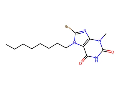 8-Bromo-3-methyl-7-octyl-3,7-dihydro-purine-2,6-dione structure
