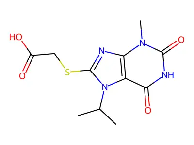 2-(3-Methyl-2,6-dioxo-7-propan-2-ylpurin-8-yl)sulfanylacetic acid structure