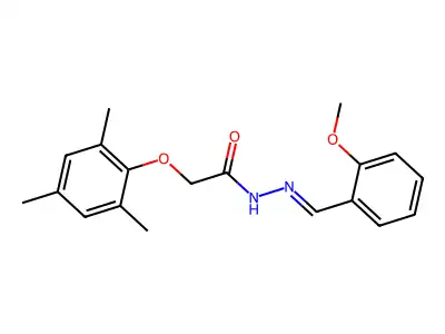 N-[(2-methoxyphenyl)methylideneamino]-2-(2,4,6-trimethylphenoxy)acetamide structure