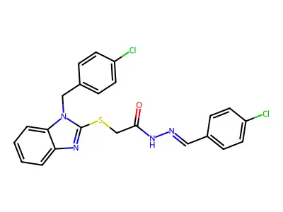 2-[[1-[(4-Chlorophenyl)methyl]-1H-benzimidazol-2-yl]thio]acetic acid 2-[(4-chlorophenyl)methylene]hydrazide structure