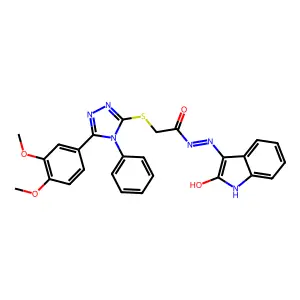 2-{[5-(3,4-dimethoxyphenyl)-4-phenyl-4H-1,2,4-triazol-3-yl]sulfanyl}-N'-[(3Z)-2-oxo-1,2-dihydro-3H-indol-3-ylidene]acetohydrazide structure