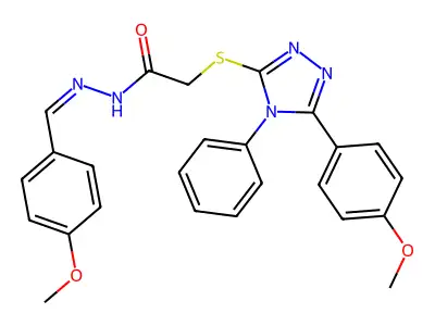 N'-[(E)-(4-methoxyphenyl)methylidene]-2-{[5-(4-methoxyphenyl)-4-phenyl-4H-1,2,4-triazol-3-yl]sulfanyl}acetohydrazide structure