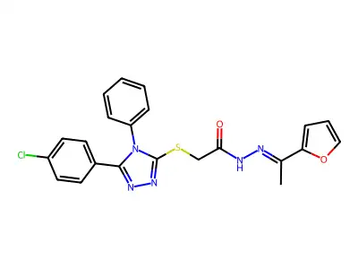 2-{[5-(4-chlorophenyl)-4-phenyl-4H-1,2,4-triazol-3-yl]sulfanyl}-N'-[(1E)-1-(furan-2-yl)ethylidene]acetohydrazide structure