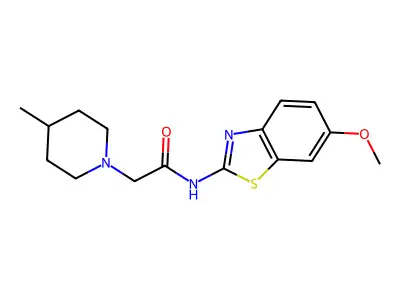 N-(6-methoxy-1,3-benzothiazol-2-yl)-2-(4-methylpiperidin-1-yl)acetamide structure