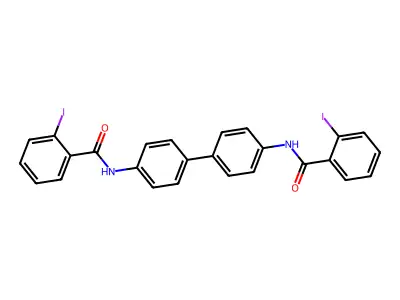 2-iodo-N-[4-[4-[(2-iodobenzoyl)amino]phenyl]phenyl]benzamide structure