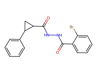 2-bromo-N'-(2-phenylcyclopropanecarbonyl)benzohydrazide structure