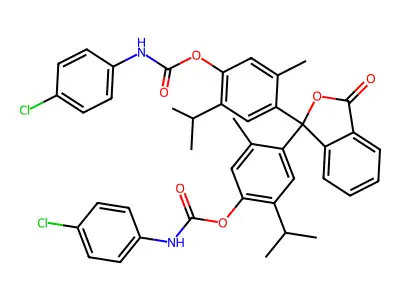 [4-[1-[4-[(4-chlorophenyl)carbamoyloxy]-2-methyl-5-propan-2-ylphenyl]-3-oxo-2-benzofuran-1-yl]-5-methyl-2-propan-2-ylphenyl] N-(4-chlorophenyl)carbamate structure