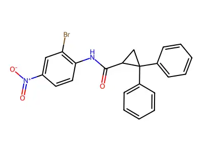 N-(2-bromo-4-nitrophenyl)-2,2-diphenylcyclopropanecarboxamide structure