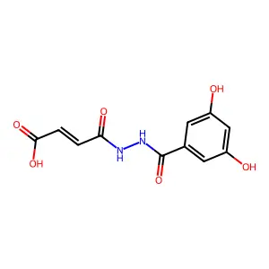(2E)-3-{N-[(3,5-dihydroxyphenyl)carbonylamino]carbamoyl}prop-2-enoic acid structure