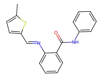 2-(((5-methyl-2-thienyl)methylene)amino)-N-phenylbenzamide structure