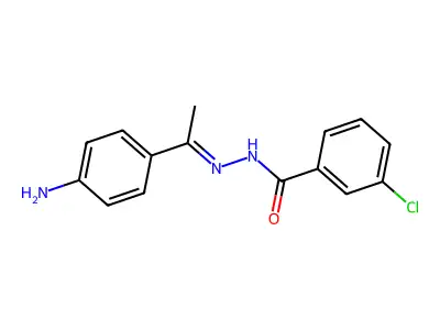 N-[1-(4-aminophenyl)ethylideneamino]-3-chlorobenzamide structure