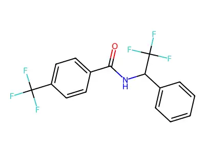 4-(trifluoromethyl)-N-(2,2,2-trifluoro-1-phenylethyl)benzamide structure