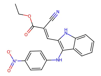 ethyl (E)-2-cyano-3-[3-(4-nitroanilino)-1H-indol-2-yl]prop-2-enoate structure