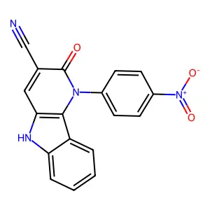 1-(4-nitrophenyl)-2-oxo-5H-pyrido[3,2-b]indole-3-carbonitrile structure