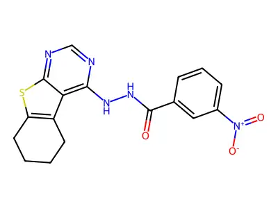 3-nitro-N'-(5,6,7,8-tetrahydro-[1]benzothiolo[2,3-d]pyrimidin-4-yl)benzohydrazide structure