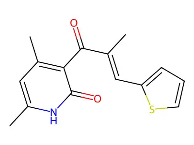 4,6-dimethyl-3-(2-methyl-3-thiophen-2-ylprop-2-enoyl)-1H-pyridin-2-one structure